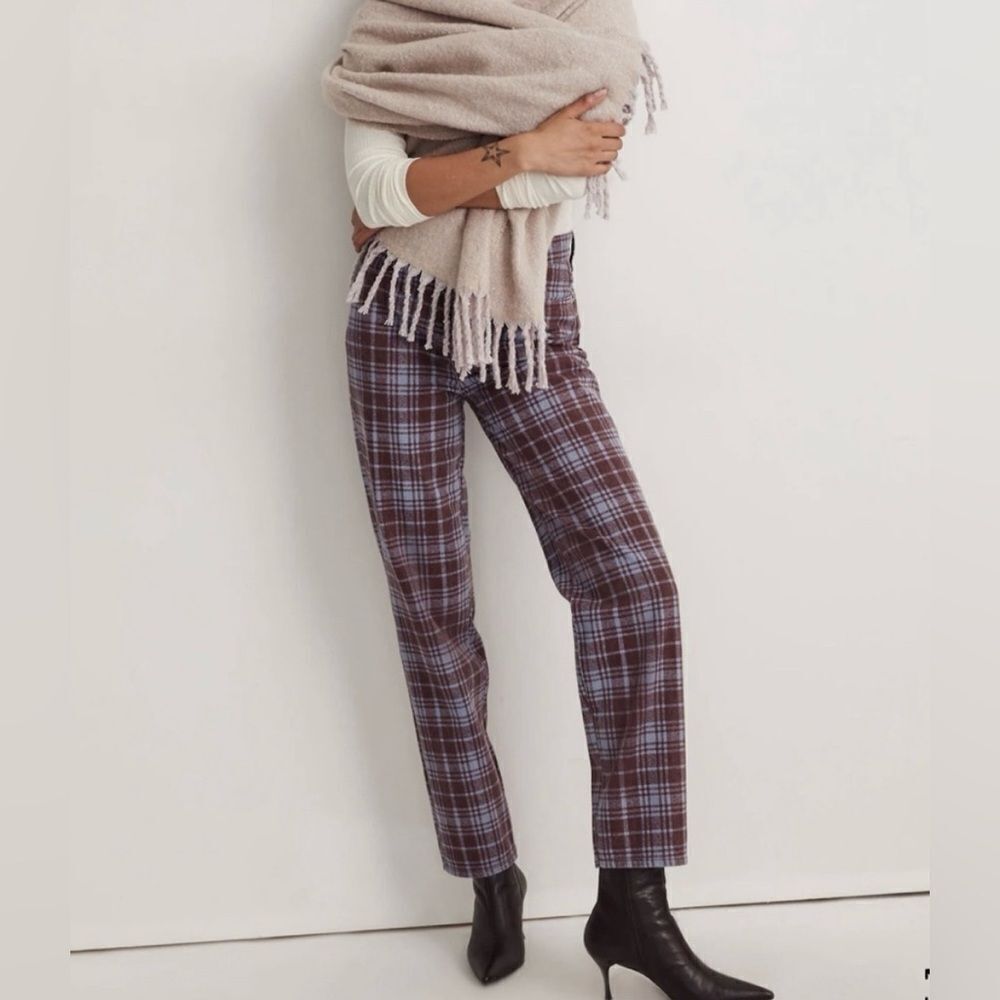 Madewell the perfect vintage straight jean plaid
